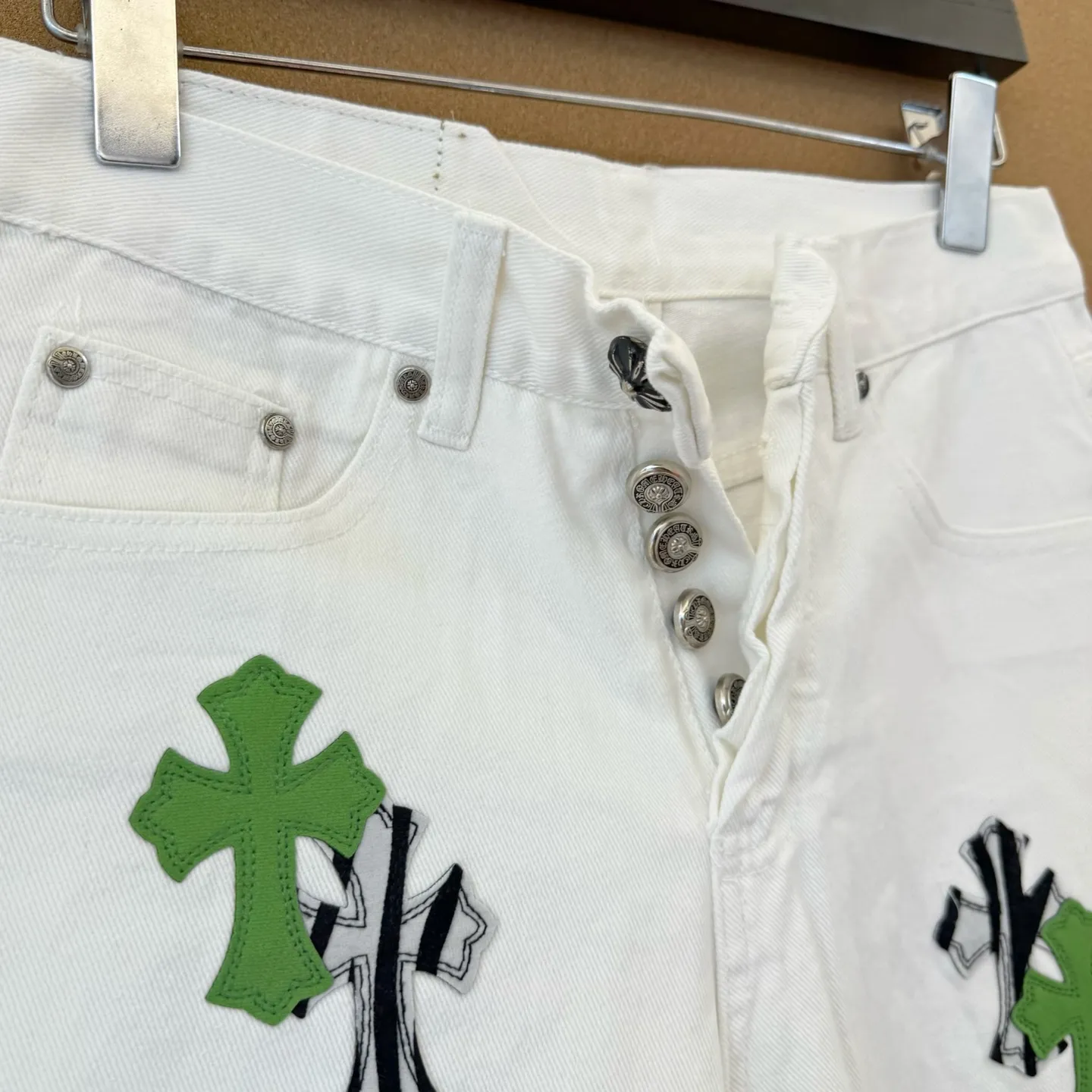 P230 Style number: D322 🇬🇧UK only | Chrome Hearts Chrome Hearts Green Zebra Jeans UK London Limited Apple Green Zebra Cross Jeans SIZE #28 30 32 34